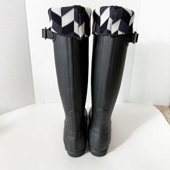 Hunter Womens Original Black Matte Tall Rain Boots With Boots Socks Size 5 - Picture 3 of 7
